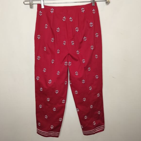 Vintage Talbots Pants Nautical Anchor Embroidered Cropped High Waist - Picture 7 of 9